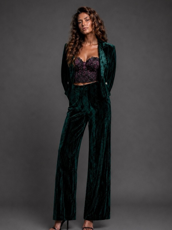 Lulus Pants - Lulus Crushed Velvet Wide Leg Suit Set